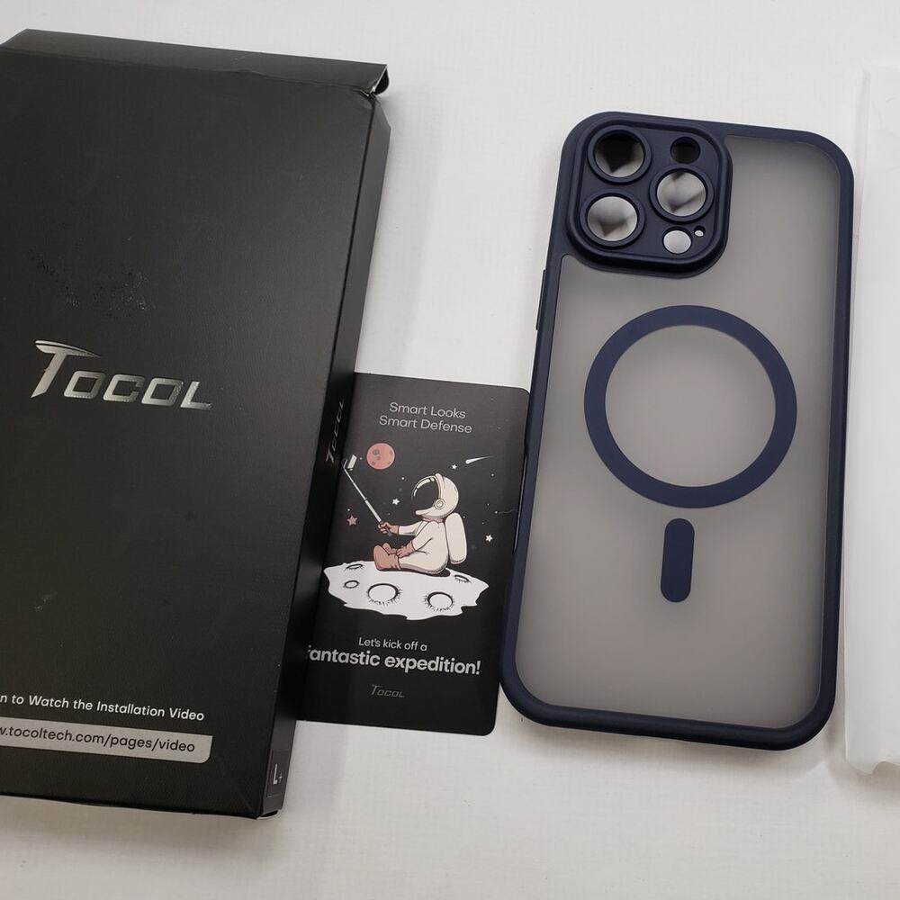 TOCOL Translucent Magnetic Case for Apple iPhone 16 Pro Max (Dark Navy Blue)